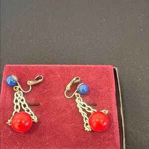 Chic Gold and Red Chain Earrings